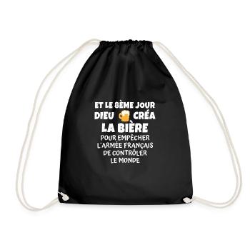 dieu créa la bière / humour bière - Sac de sport léger - noir - Devant