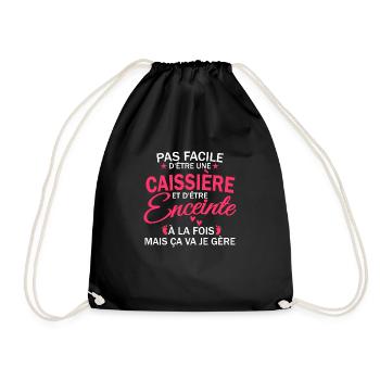 caissière et enceinte / humour caissière enceinte - Sac de sport léger - noir - Devant
