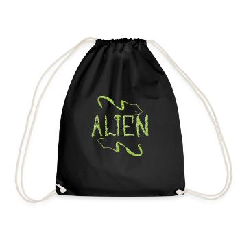 Alien aux yeux noir extraterrestre vert caché - Sac de sport léger - noir - Devant