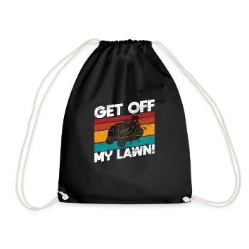 Lawnmowing get off my lawn grass trimming garden - Turnbeutel - Schwarz - Vorne
