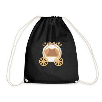 White and golden princess carriage - Drawstring Bag - black - Front