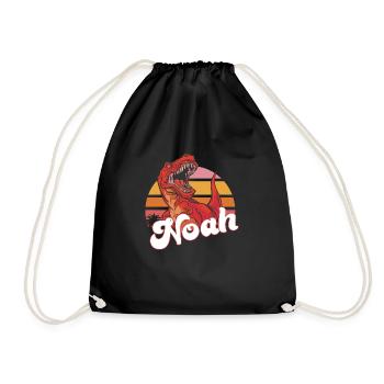 NOAH - Beau prénom de garçon avec T-REX Dino - Sac de sport léger - noir - Devant