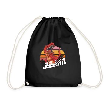 JULIAN - Beautiful boy name with T-REX Dino - Drawstring Bag - black - Front