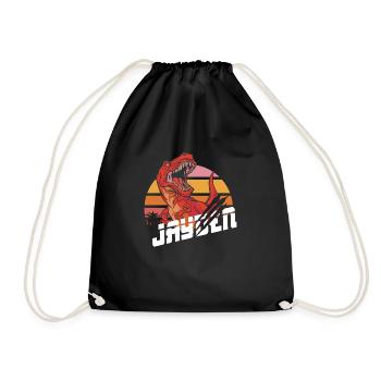 JAYDEN - Beautiful boy name with T-REX Dino - Drawstring Bag - black - Front