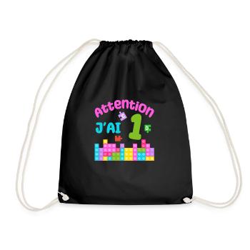 Gift 1 years Birthday I am 1 years old - Drawstring Bag - black - Front
