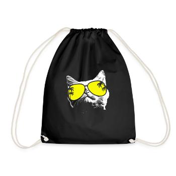 Katze Sonnenbrille Kätzchen Katzenliebe Katzenlieb - Turnbeutel - Schwarz - Vorne