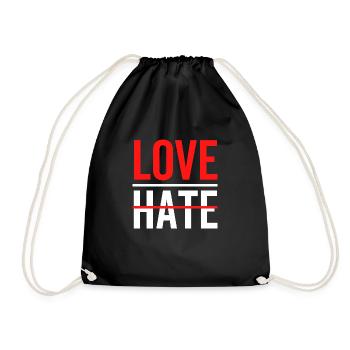 Love Over Hate - Drawstring Bag - black - Front