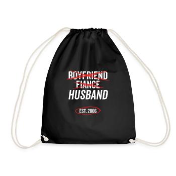 Boyfriend Fiancé Husband Est 2006 - Drawstring Bag - black - Front