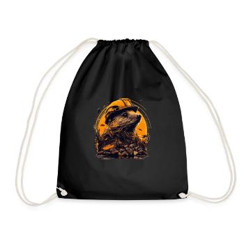 Bieber as master builder with yellow safety helmet - Drawstring Bag - black - Front