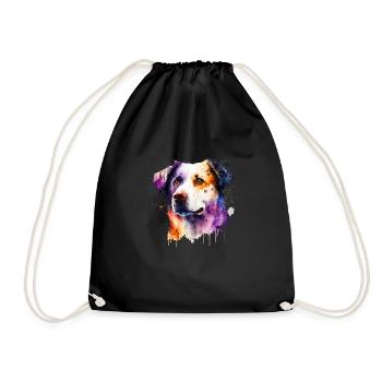 Australian Shepherd Hund Aquarell | Cooles Motiv - Turnbeutel - Schwarz - Vorne