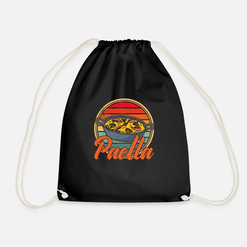 Kitchen Cooking Rice dish Spain Paella - Drawstring Bag - black