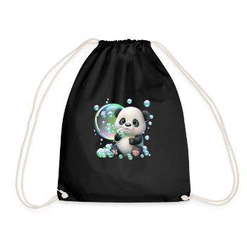 Bébé panda ludique et mignon avec des bulles de savon - Sac de sport léger - noir - Devant
