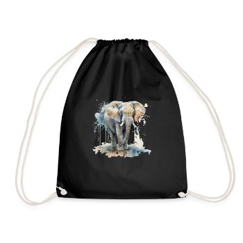 Elephant Colorful Abstract Rainbow Wild Animals - Turnbeutel - Schwarz - Vorne