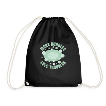More Bubbles Less Troubles Soapmaking Soapmaker - Drawstring Bag - black - Front