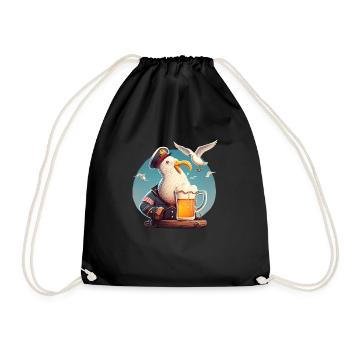 Lutsiger Captain Seagull avec de la bière - Sac de sport léger - noir - Devant
