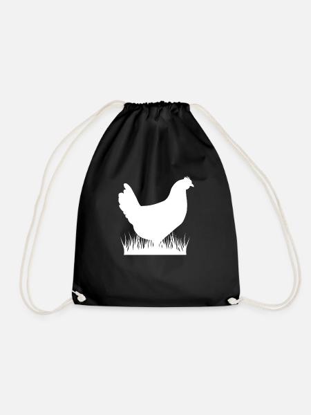 Huhn silhouette weiß - Turnbeutel - Schwarz
