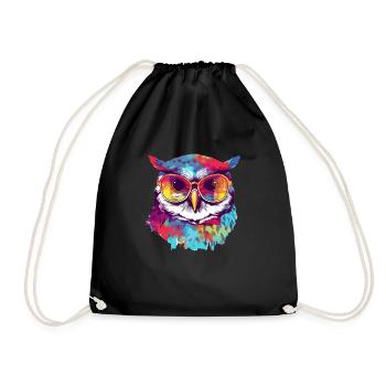 Ikou the owl - Drawstring Bag - black - Front