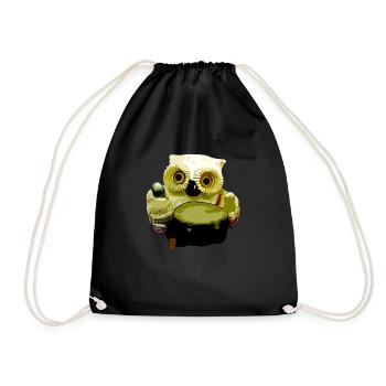 Owl musician - Drawstring Bag - black - Front