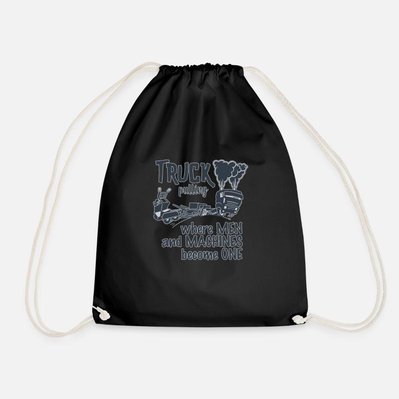 truck pulling duotone - Drawstring Bag - black
