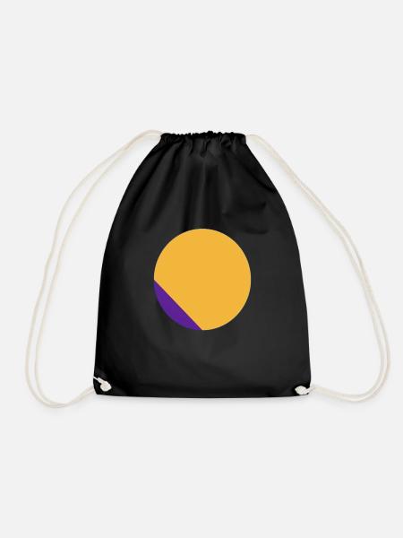 two-color circle - Drawstring Bag - black