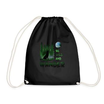 Be wild and wander Wolf - Drawstring Bag - black - Front