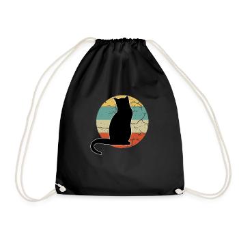 Retro Vibes and cat Delights: The Cat-Tastic - Drawstring Bag - black - Front