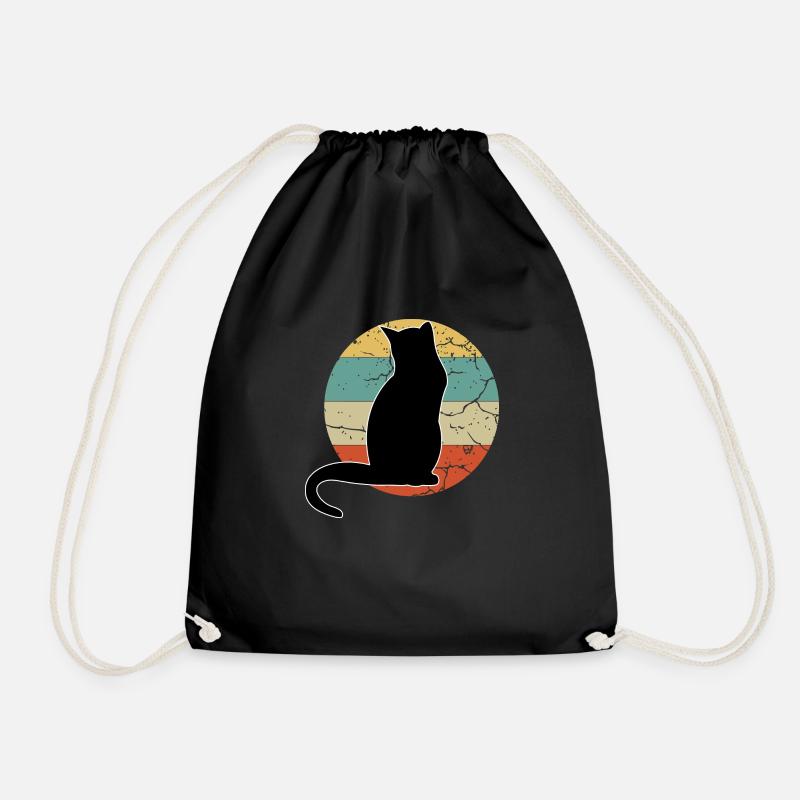 Retro-Vibes und Katzenfreuden: Der katzentastische - Turnbeutel - Schwarz