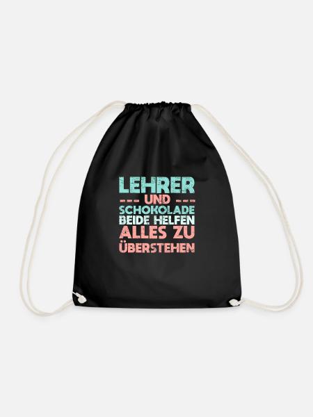 Lehrer Und Schokolade – Beide Helfen, Alles... - Turnbeutel - Schwarz
