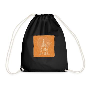 « Castle », Boho Line Art Design, série « Halloween » - Sac de sport léger - noir - Devant