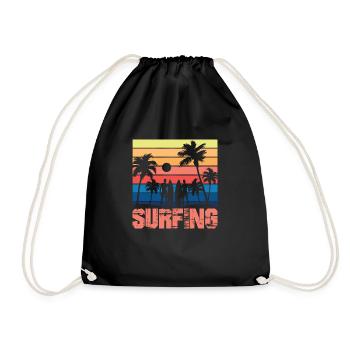 Surfing Surfboard Surfer Water Sports - Drawstring Bag - black - Front