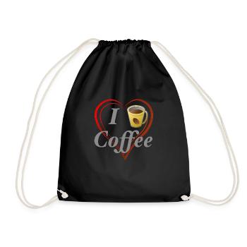 I love coffee, I love, Coffee, Heart, Cup - Drawstring Bag - black - Front