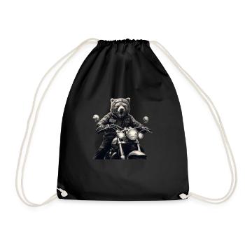 Biker Bear - Drawstring Bag - black - Front