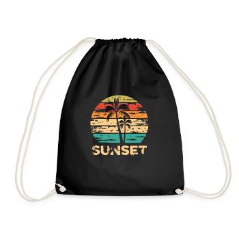Retro Sunset Art - Drawstring Bag - black - Front