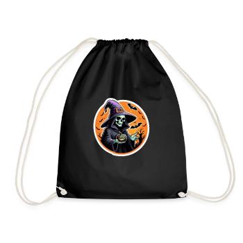 halloween squelette et chapeau de sorciere - Sac de sport léger - noir - Devant