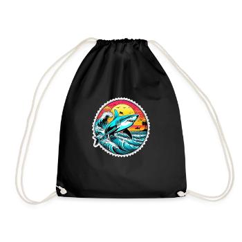 requin et coucher de soleil - Sac de sport léger - noir - Devant
