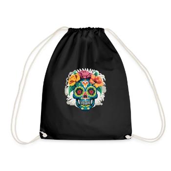 Calavera - Colorful Skull - Drawstring Bag - black - Front