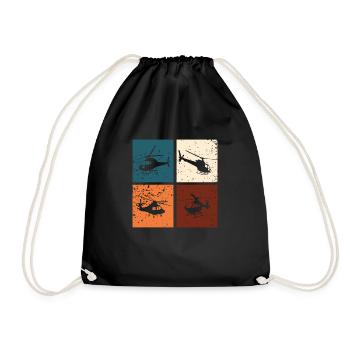 Hélicoptère Retro Hélicoptère Idée Cadeau - Sac de sport léger - noir - Devant