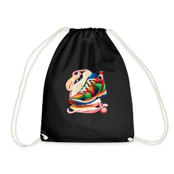 Bunter Sneaker - Turnbeutel - Schwarz - Vorne