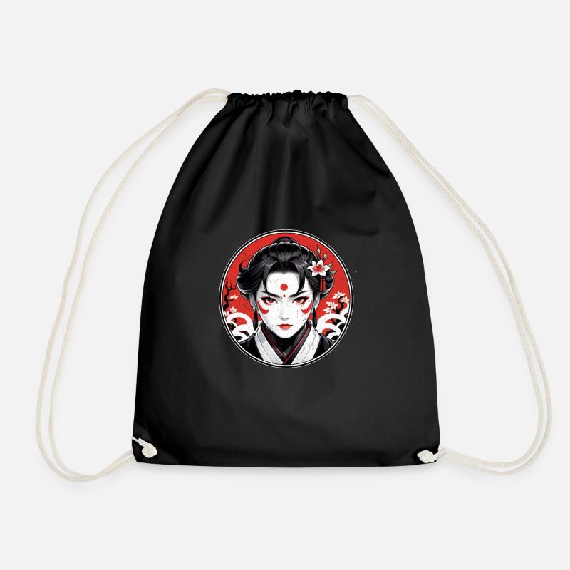 Samurai Warrior - Japan - Demon - Drawstring Bag - black