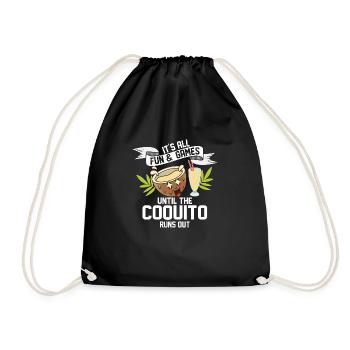 Until The Coquito Runs Out Puerto Rican Coconut R - Drawstring Bag - black - Front
