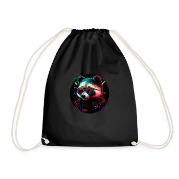 Cyber raccoon - Drawstring Bag - black - Front