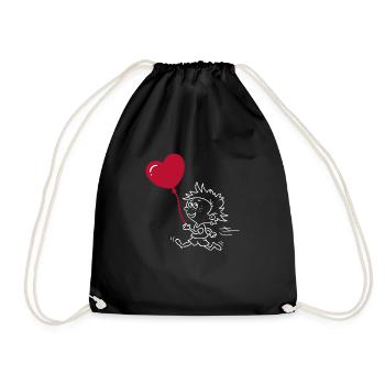 Passendes Herz Paar T-Shirt - Turnbeutel - Schwarz - Vorne