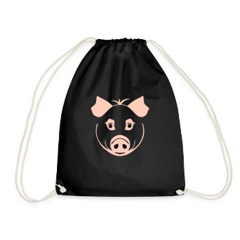 Pig in comic style - Drawstring Bag - black - Front