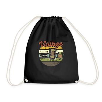 Vintage DVD Audio Cassette - Drawstring Bag - black - Front