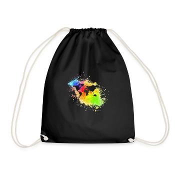 World in front of rainbow speckles - Drawstring Bag - black - Front