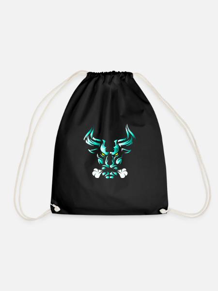 Stier Stierkopf Kopf Logo Steak Beast Gym Horn - Turnbeutel - Schwarz