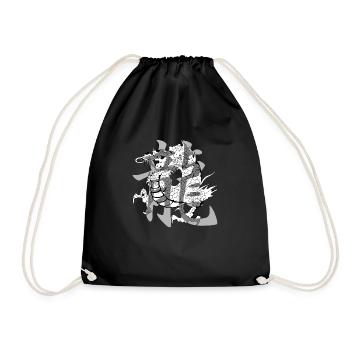 dragon29 blanc kanji dragon gris - Sac de sport léger - noir - Devant