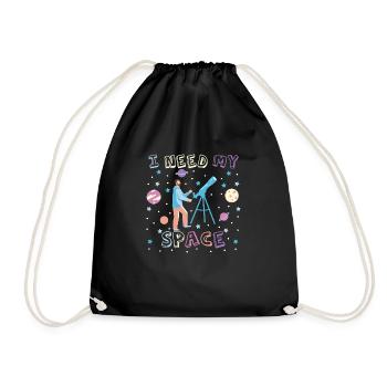I Need My Space Astronomy Telescope Stargazer - Turnbeutel - Schwarz - Vorne