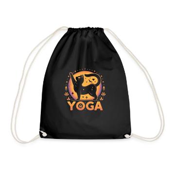 Cat practice yoga - Drawstring Bag - black - Front