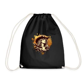 western vintage cowboy fille américain western sauvage - Sac de sport léger - noir - Devant